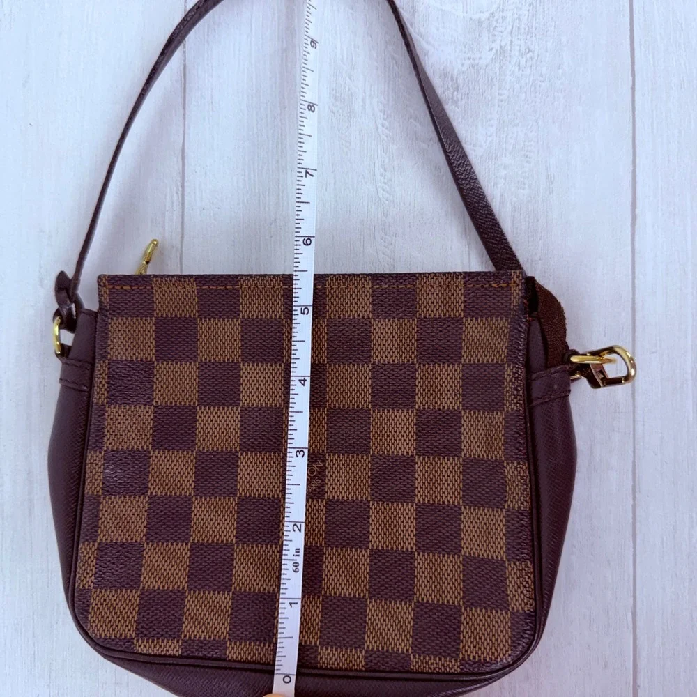 Louis Vuitton Trousse Cosmetic Make Up Bag Pochette Brown Damier Ebene Small